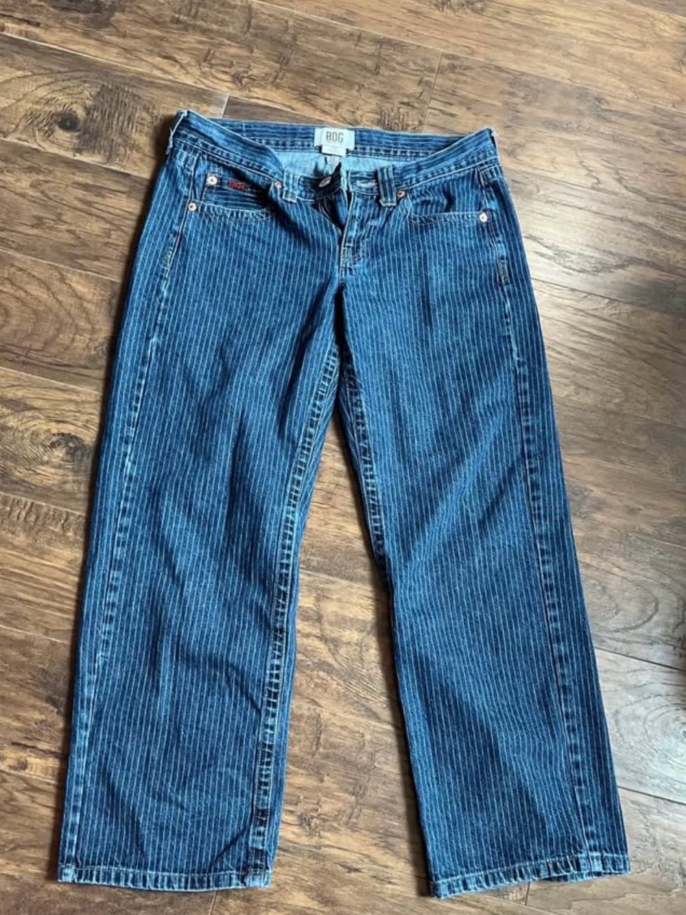 Kayla Lowrise BDG Women's Blue Pinstripe Straight-Leg Jeans Urban Outfitters